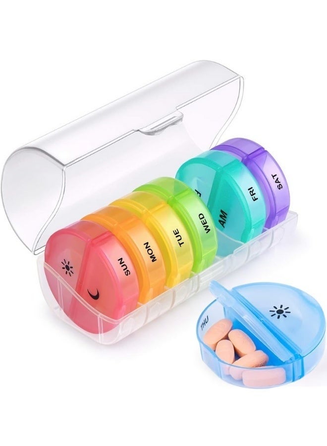 منظم حبوب أسبوعي 7 أيام صباحًا ومساءً – علبة أقراص ومكملات غذائية قابلة للإزالة محمولة – حافظة آمنة وخالية من BPA بسعة كبيرة لكل يوم مع أغطية محكمة وتقسيم واضح للصباح والمساء – مثالي للسفر، المنزل، العمل، الفيتامينات، زيوت السمك والكبسولات - Image 1